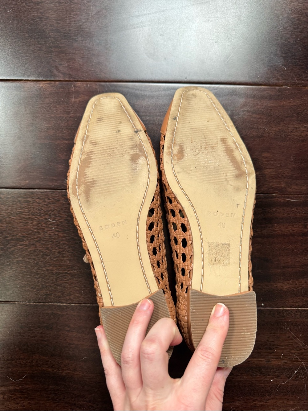 Boden Penelope Mary Jane Flats Tan Weave size US 9/EU 40 - Picture 5 of 5